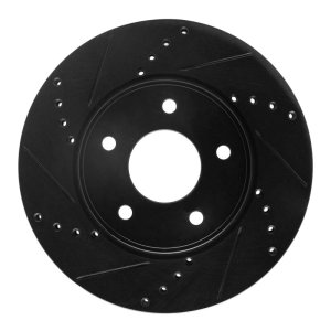 Chevrolet City Express Brake Rotor (1) - Front Left - R1 Concepts - Drilled & Slotted - Black - `11-`25